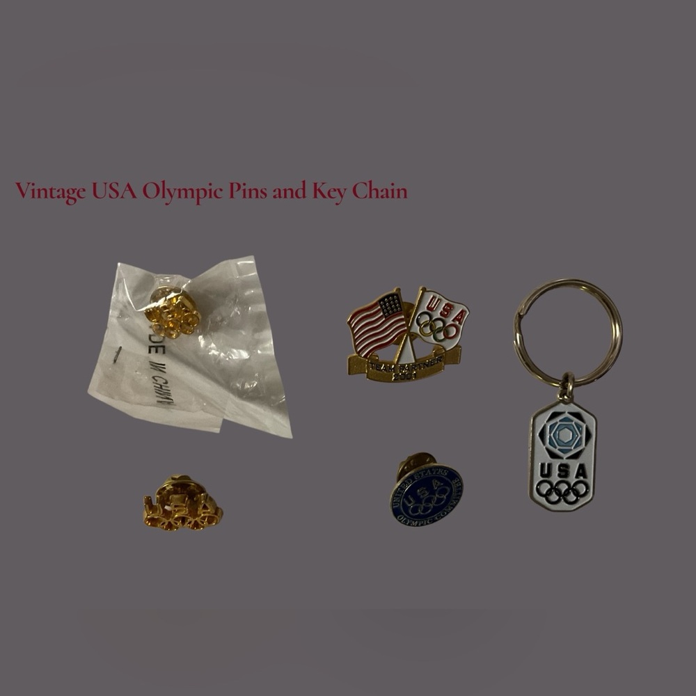 Olympic Themed Pins and Keychain Lot Vintage